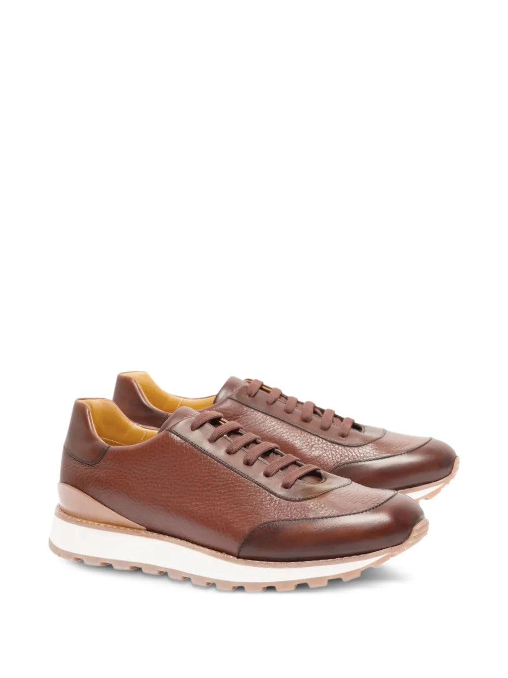 A.Testoni Leather Panelled Sneakers