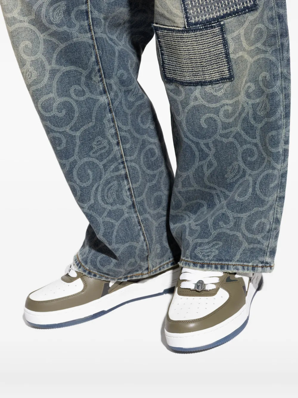 A Bathing Ape?Star-Patch Leather Sneakers