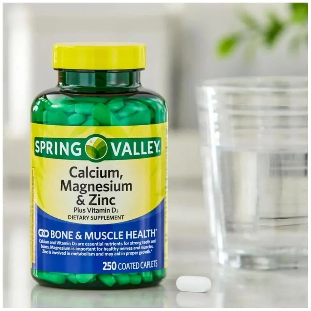 Spring Valley Calcium, Magnesium & Zinc Plus Vitamin D3 Coated Caplets, 250 Count