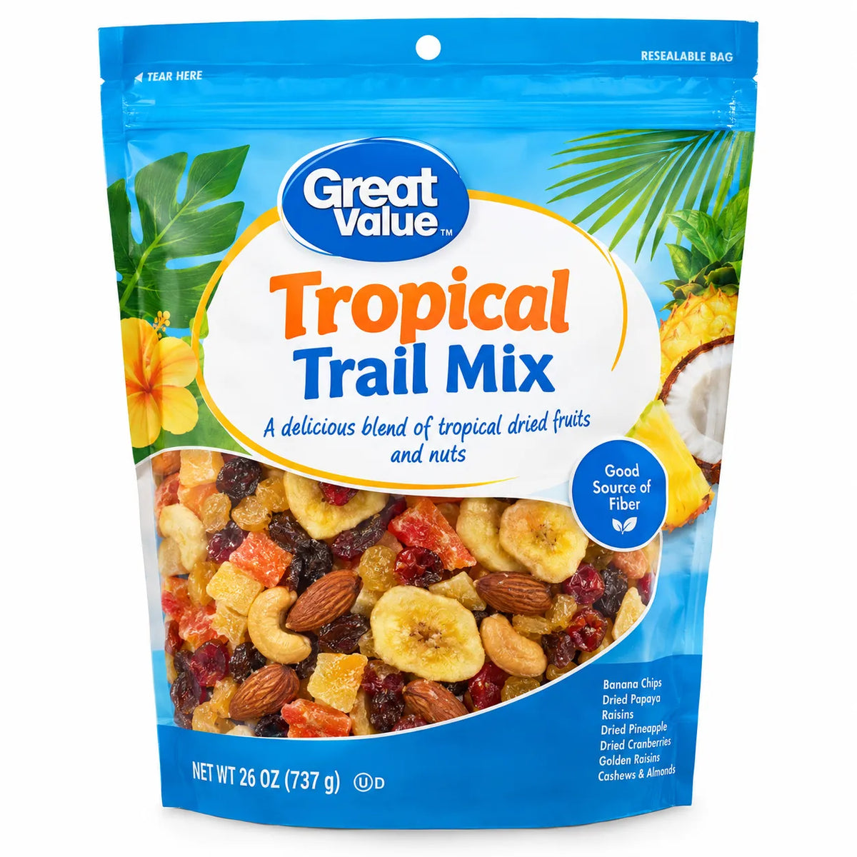 Great Value Tropical Trail Mix, 26 oz – Dried Fruit & Nut Snack Mix
