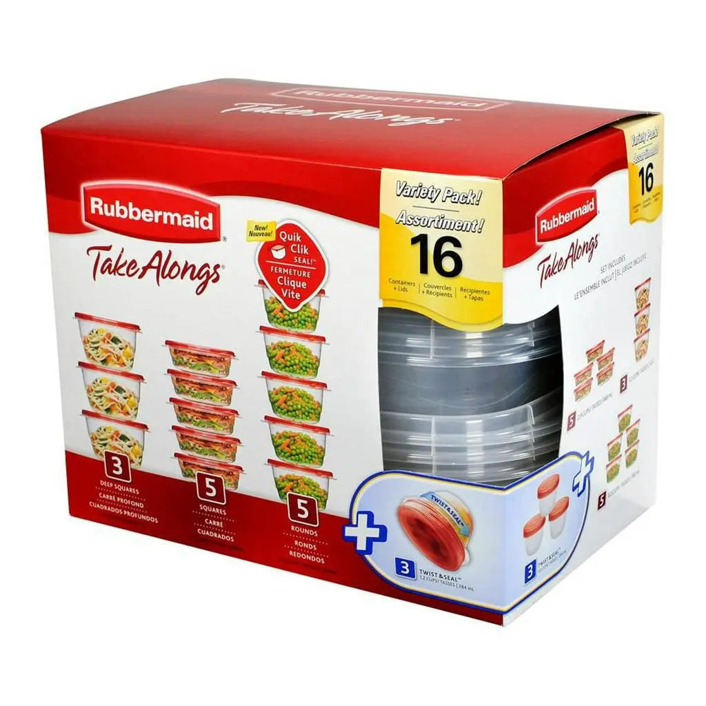 Rubbermaid TakeAlongs Food Storage Containers, 16-Piece Set