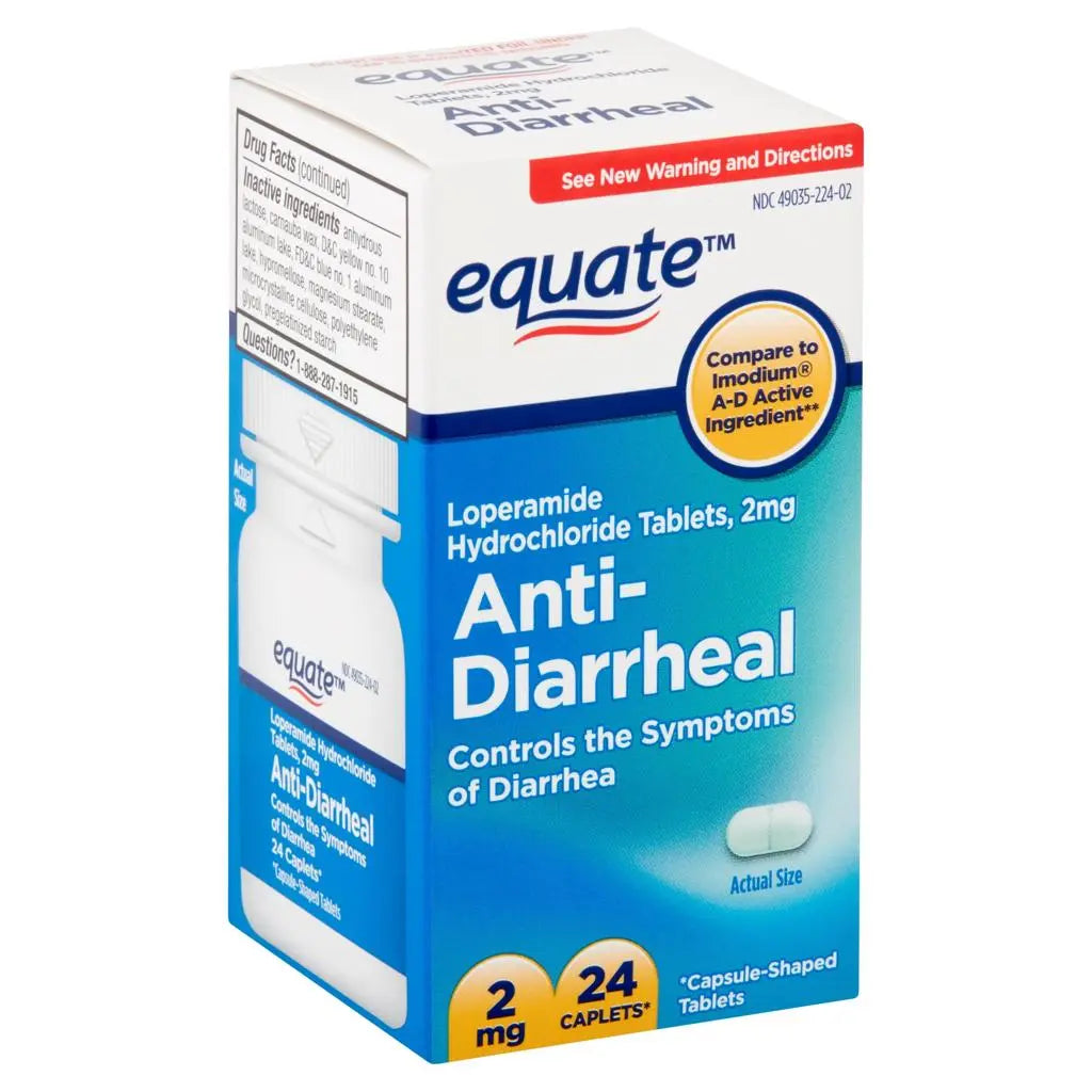 Equate Loperamide Tablets for Diarrhea Relief, 2 mg, 24 Count