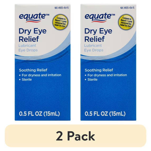 Equate Dry Eye Relief Lubricant Eye Drops 0.5 fl oz – 2 Pack