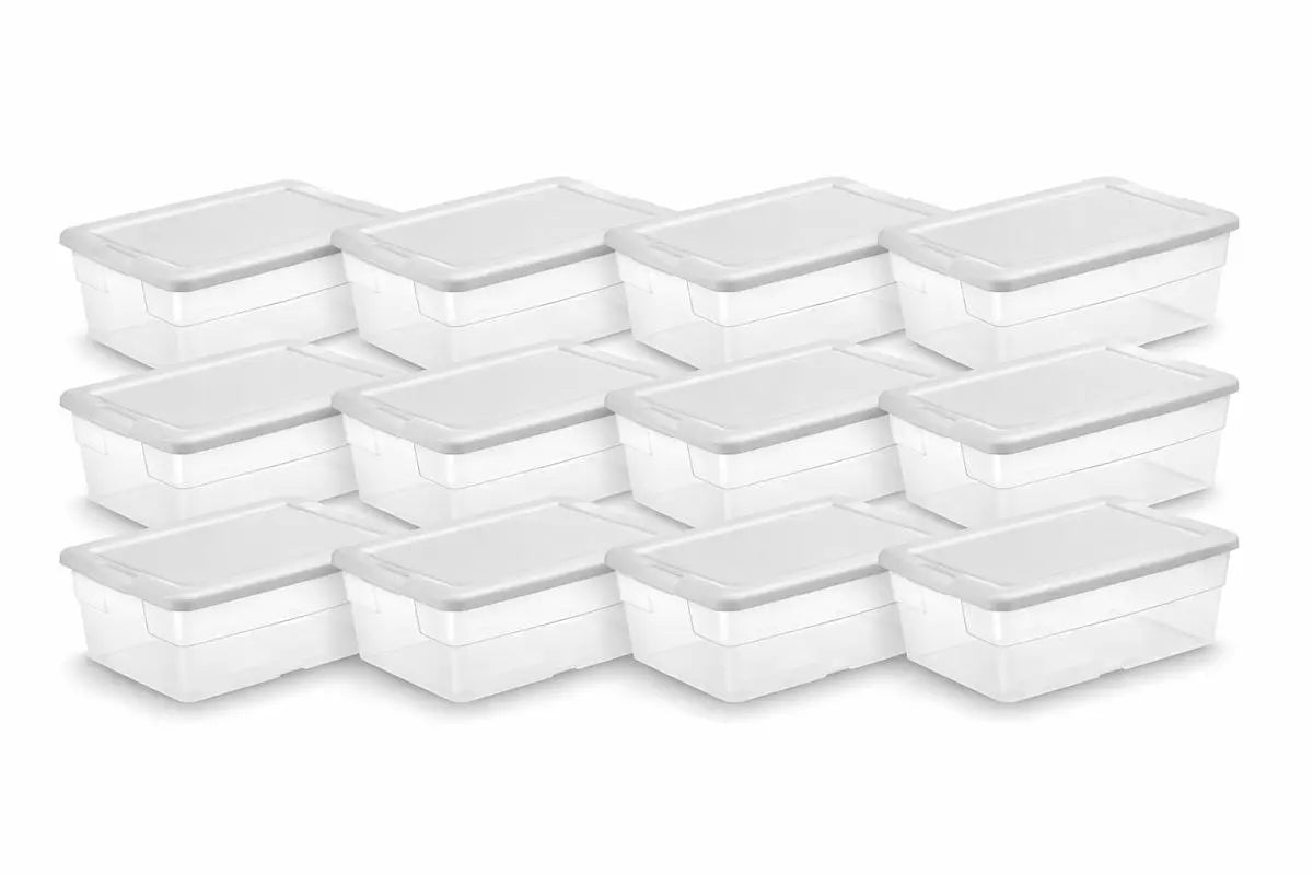 Sterilite Set of 10 6-Quart Storage Bins with Snap-On Lids – Clear/White