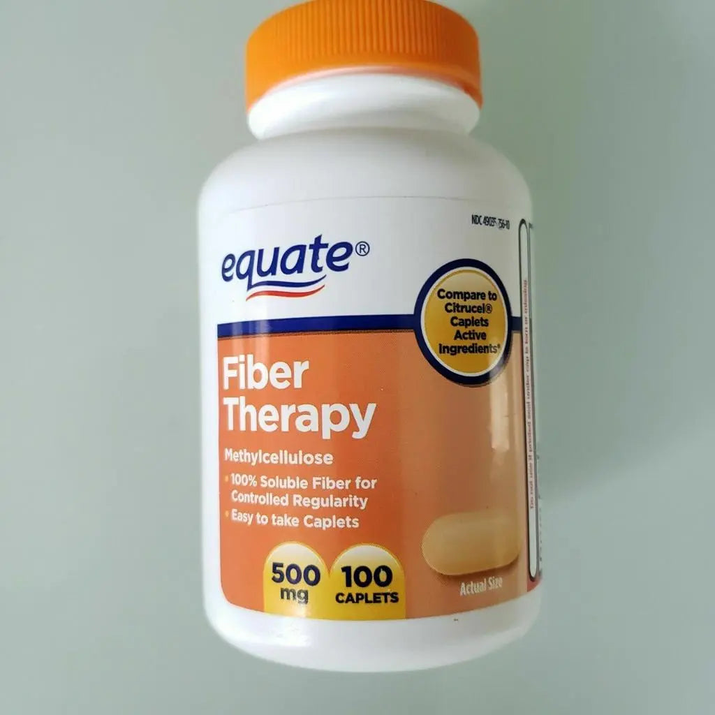 Equate Fiber Therapy Methylcellulose Caplets 500 mg, 100 Count