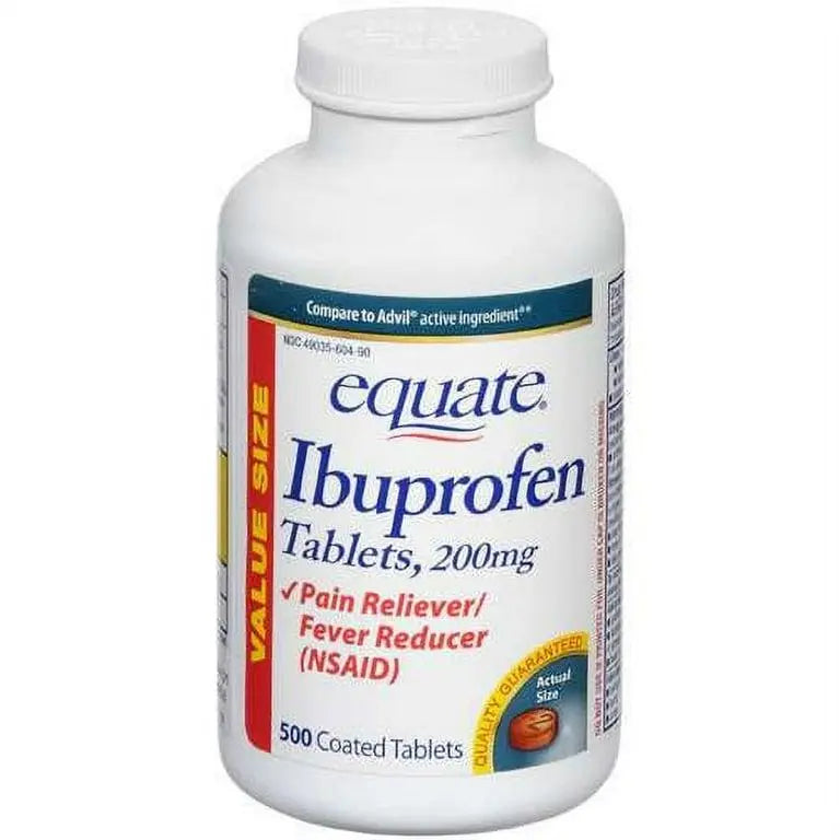 Equate Ibuprofen Tablets, 200 mg, Pain Reliever and Fever Reducer, 500 Count