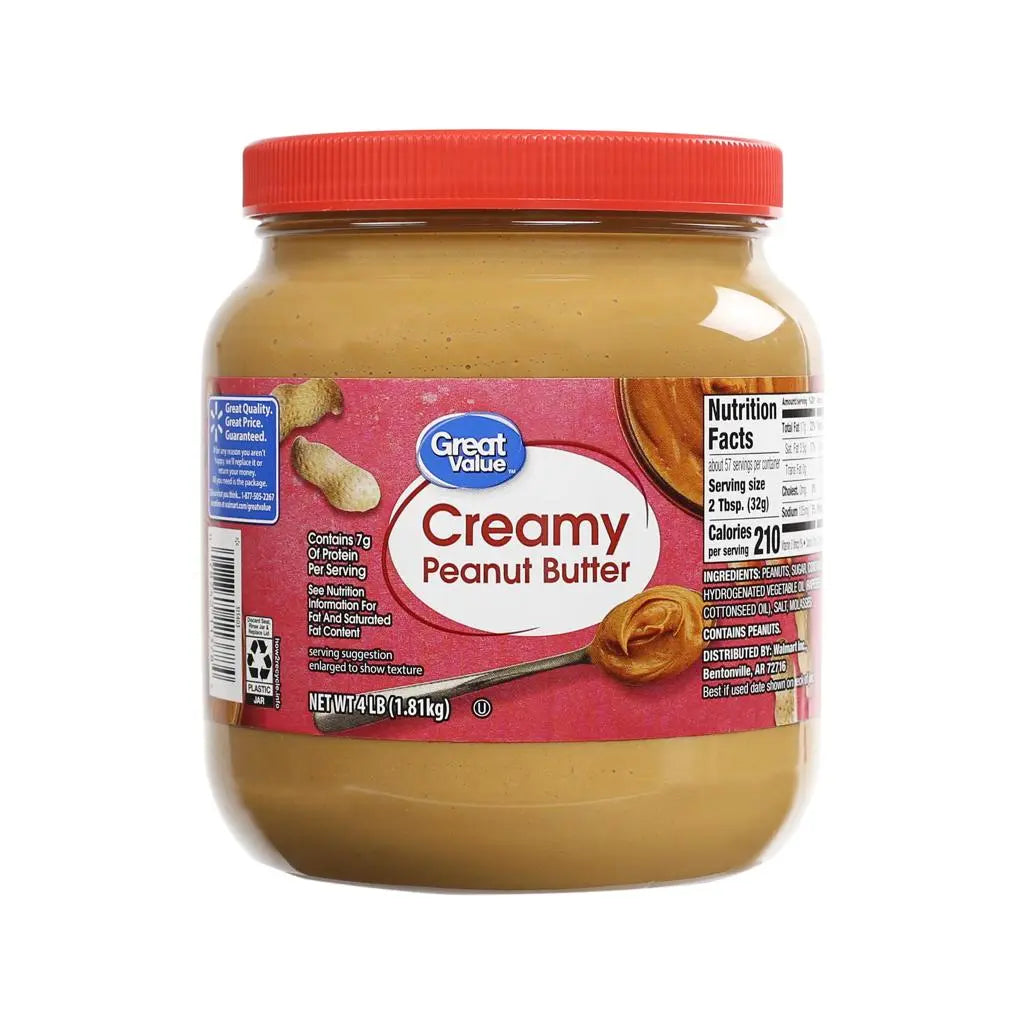 Great Value Creamy Peanut Butter, 64 oz (4 lb)