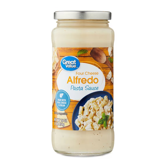 Great Value 4 Cheese Alfredo Pasta Sauce, 16 oz – 3 Pack