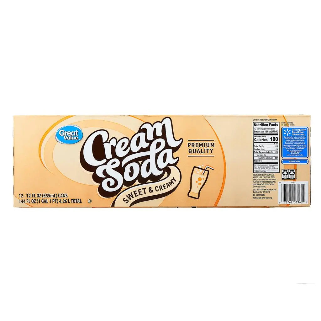 Title: Great Value Cream Soda Pop, 12 fl oz, 12 Pack Cans