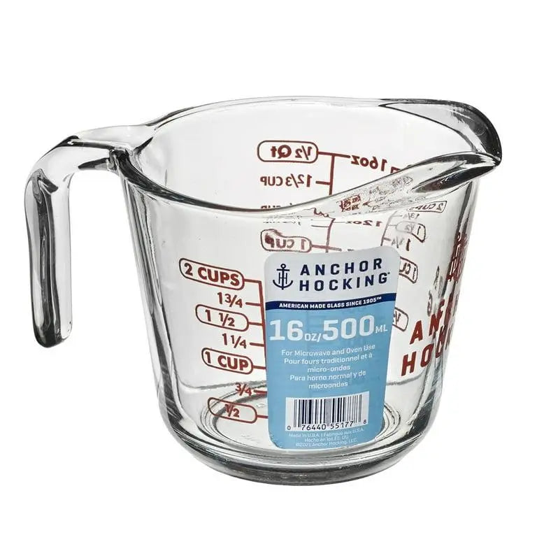 Anchor Hocking 2-Cup Glass Measuring Cup – Clear Decorated Measuring Cup