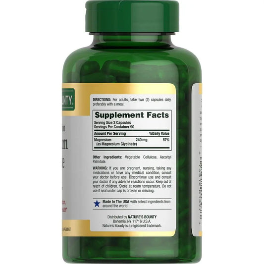 Nature's Bounty High Absorption Magnesium Glycinate 240mg, 60 Capsules