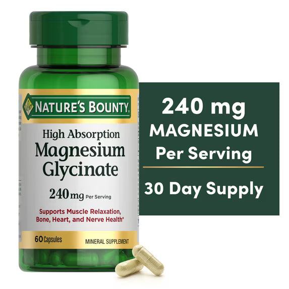 Nature's Bounty High Absorption Magnesium Glycinate 240mg, 60 Capsules
