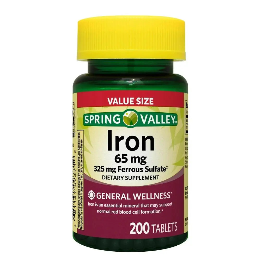 Spring Valley Iron Tablets 65 mg, Dietary Supplement, Value Size, 200 Count