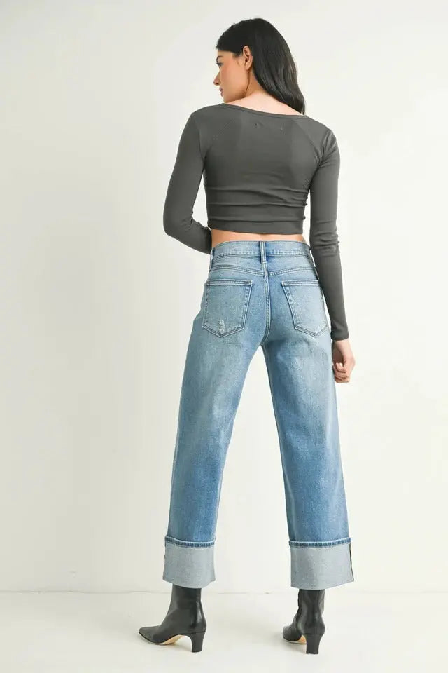 Cuffed Wide Jeans