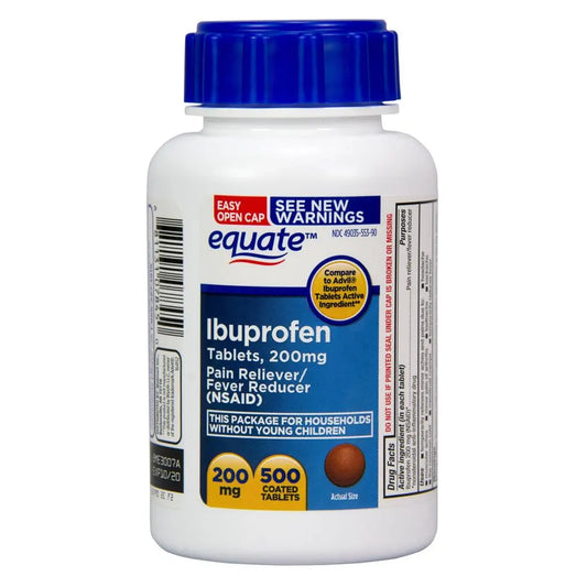 Equate Ibuprofen 200 mg Tablets – Pain Reliever & Fever Reducer, 500 Count