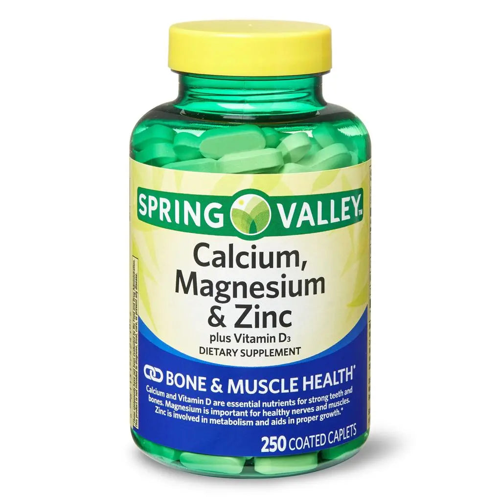 Spring Valley Calcium, Magnesium & Zinc Plus Vitamin D3 Coated Caplets, 250 Count