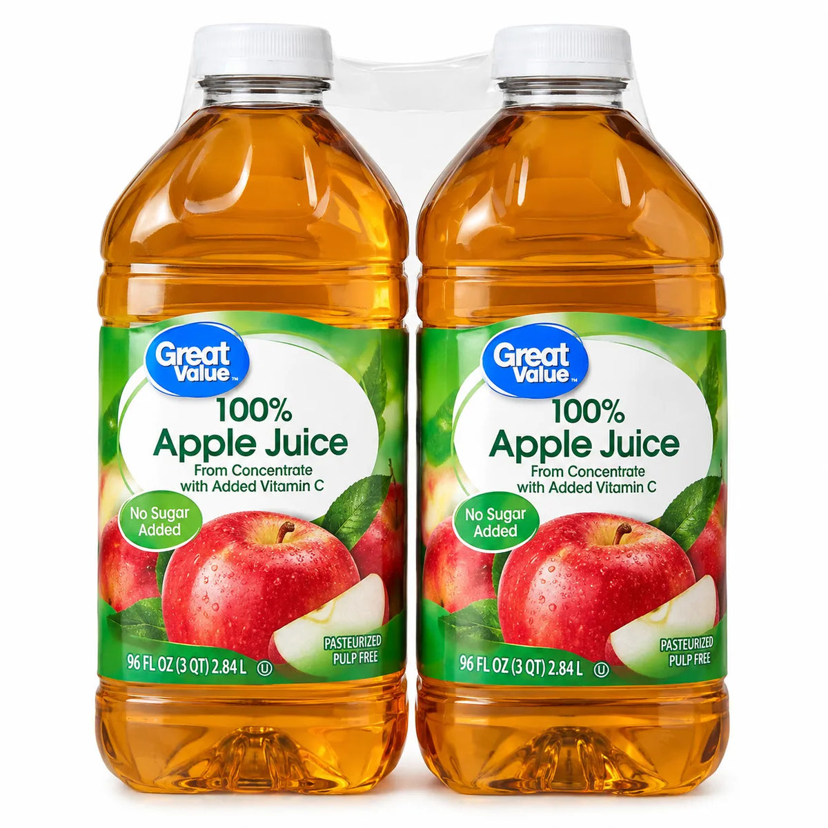 Great Value 100% Apple Juice, 96 fl oz – 2 Pack