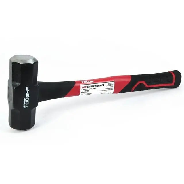 Hyper Tough 4 lb Sledge Hammer with Fiberglass Handle & Comfort Grip