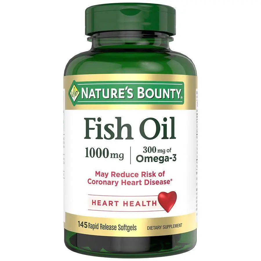 Nature’s Bounty Fish Oil with Omega-3 1000 mg Softgels, 145 Count
