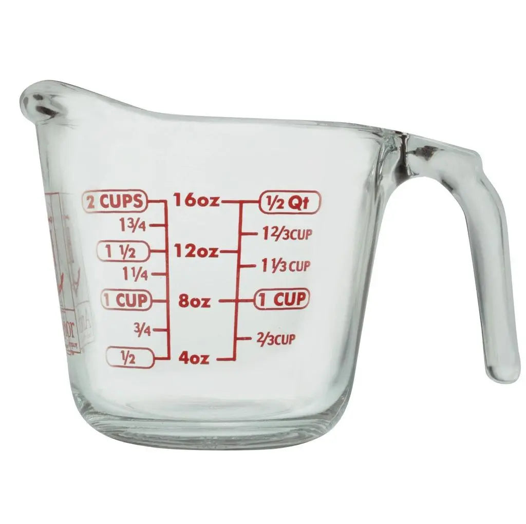 Anchor Hocking Glass Measuring Cup, 2 Cup, 16 fl oz with Red Markings